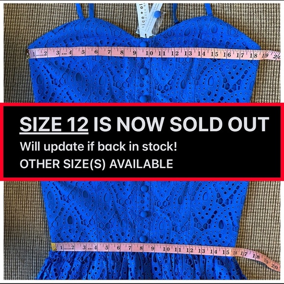 Alice + Olivia Nella Embroidered Blue Eyelet Flared Mini Dress - Picture 10 of 15